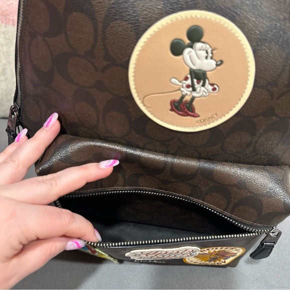 COACH x DISNEY Mickey Minnie Mouse Emblem Signature Leather Backpack - Picture 6 of 11